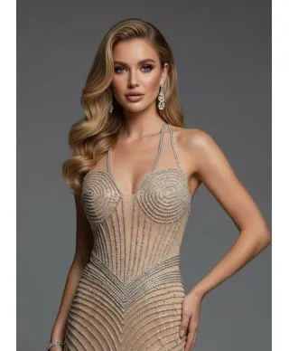 Abito elegante oro nude - Edith - Vestiti diciottesimo - Gogolfun.it