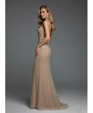 Abito elegante oro nude - Edith - Vestiti diciottesimo - Gogolfun.it