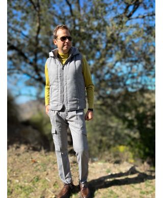 Gilet uomo, grigio - Smanicato - Cappuccio stacccabile