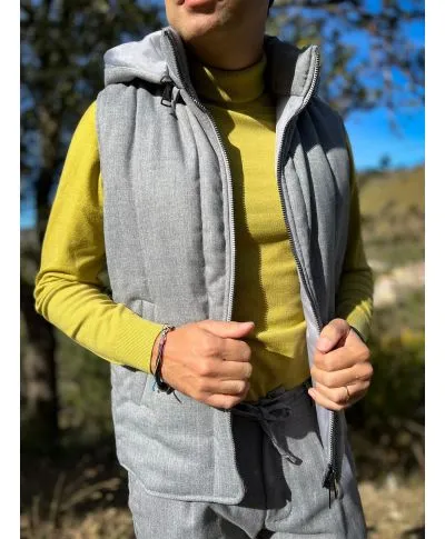 Gilet uomo, grigio - Smanicato - Cappuccio stacccabile