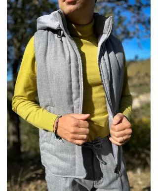 Gilet uomo, grigio - Smanicato - Cappuccio stacccabile