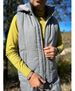 Gilet uomo, grigio - Smanicato - Cappuccio stacccabile
