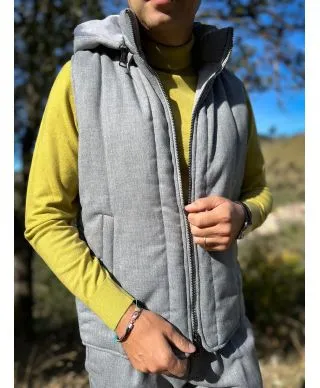 Gilet uomo, grigio - Smanicato - Cappuccio stacccabile