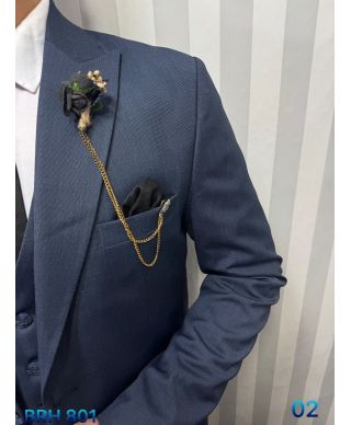 Abito uomo blu particolare, tessuto puntinato - Kim