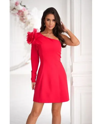 319-02 Krótka Sukienka Z Różą