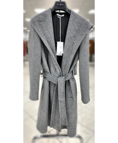 Cappotto, grigio con cappuccio - Cappotto donna