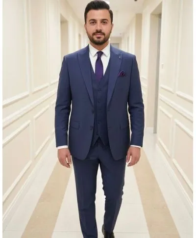 Abito uomo bluette particolare, tessuto puntinato - Kim