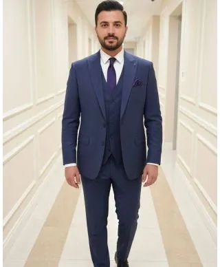 Abito uomo bluette particolare, tessuto puntinato - Kim