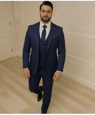 Abito uomo bluette particolare, tessuto puntinato - Kim