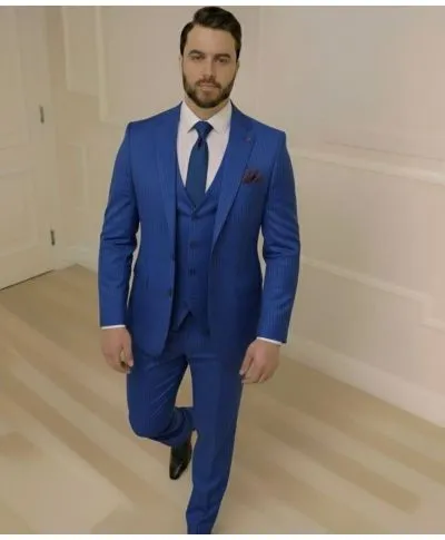 Abito uomo blu particolare, tessuto elastico - Kim