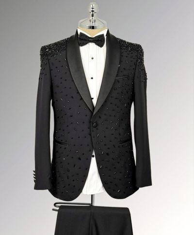 Smoking uomo Nero con strass luxury - San Francisco - Smoking diciottesimo, sposo, gala - Gogolfun.it