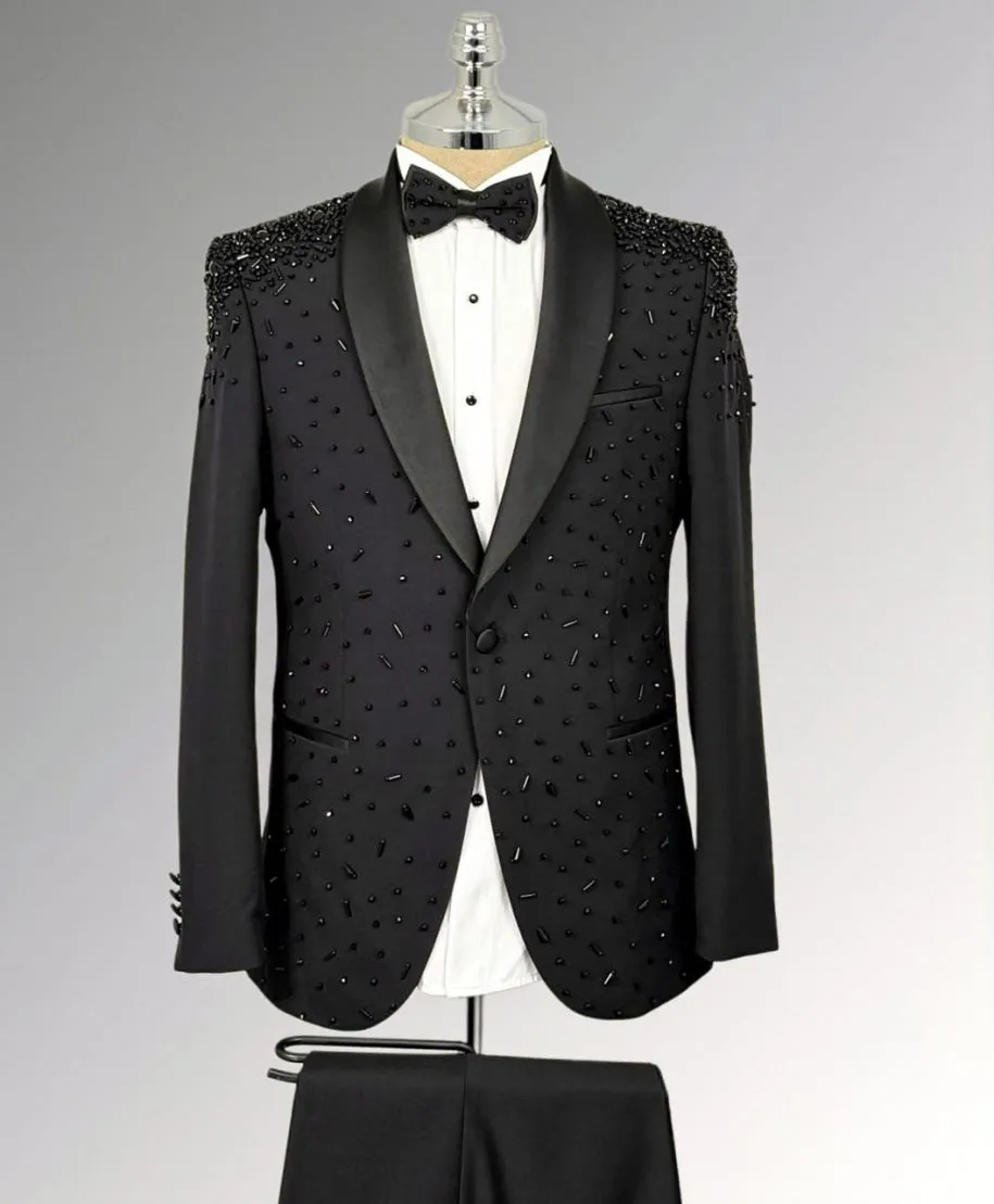 Smoking uomo Nero con strass luxury - San Francisco - Smoking diciottesimo, sposo, gala - Gogolfun.it