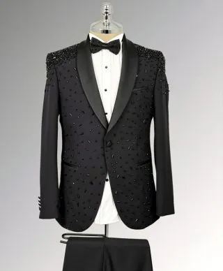 Smoking uomo Nero con strass luxury - San Francisco - Smoking diciottesimo, sposo, gala - Gogolfun.it