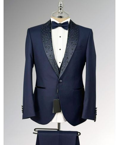 Smoking Uomo Blu con Strass – Sacramento - Diciottesimo e sposo - Gogolfun.it