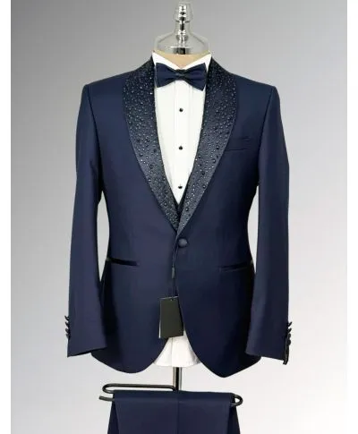 Smoking Uomo Blu con Strass – Sacramento - Diciottesimo e sposo - Gogolfun.it