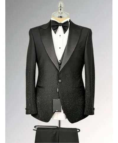 Smoking uomo Brillantinato nero - Modello Los Angeles - Smoking diciottesimo, particolari - Gogolfun.it