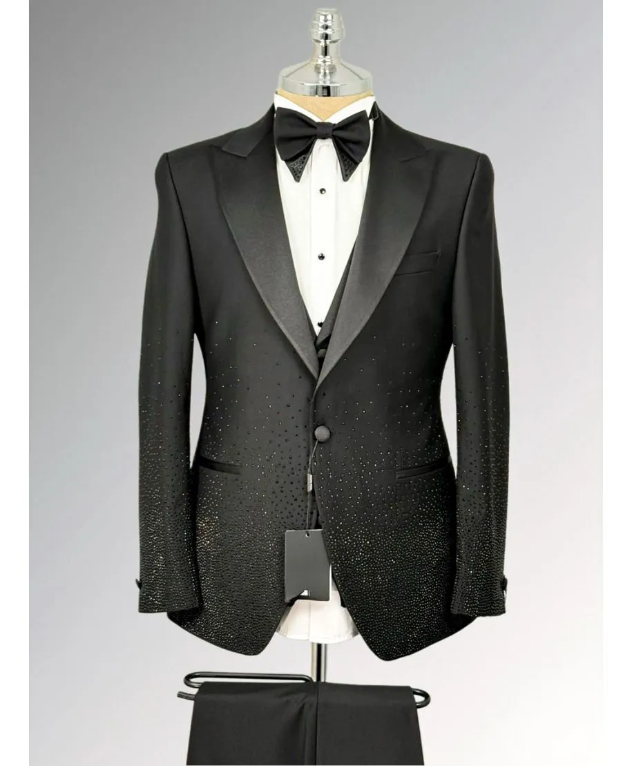 Smoking uomo Brillantinato nero - Modello Los Angeles - Smoking diciottesimo, particolari - Gogolfun.it