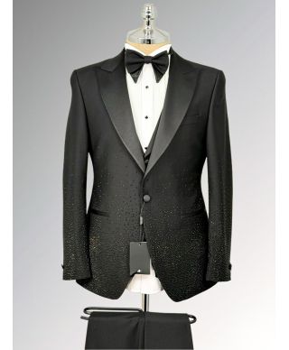 Smoking uomo Brillantinato nero - Modello Los Angeles - Smoking diciottesimo, particolari - Gogolfun.it