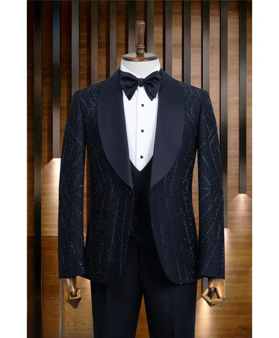 Smoking Blu particolare - Modello Chicago - Diciottesimi, sposo, testimone - Gogolfun.it