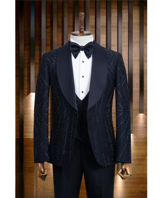 Smoking Blu particolare - Modello Chicago - Diciottesimi, sposo, testimone - Gogolfun.it