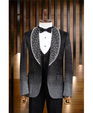 Smoking con Strass Uomo nero argento - San Jose