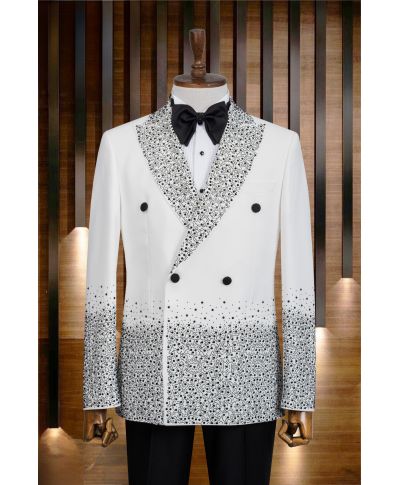 Smoking Uomo Bianco con Strass – Modello Denver - Diciottesimi, sposo - Gogolfun.it