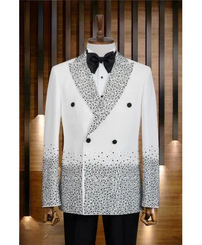 Smoking Uomo Bianco con Strass – Modello Denver - Diciottesimi, sposo - Gogolfun.it