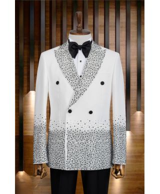 Smoking Uomo Bianco con Strass – Modello Denver - Diciottesimi, sposo - Gogolfun.it