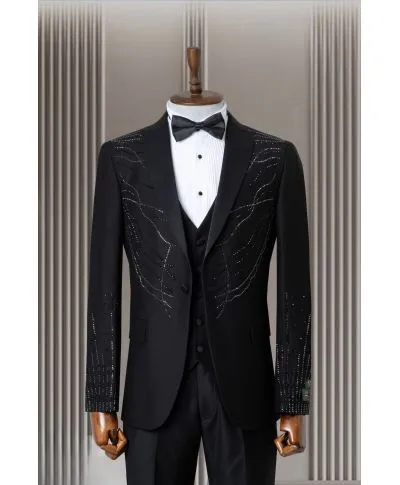 Smoking Uomo Nero Luxury con Strass - Louisville