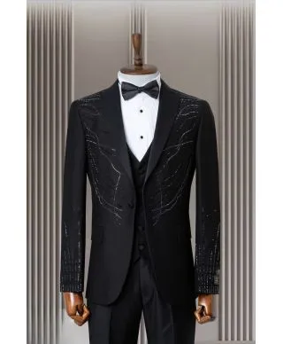 Smoking Uomo Nero Luxury con Strass - Louisville