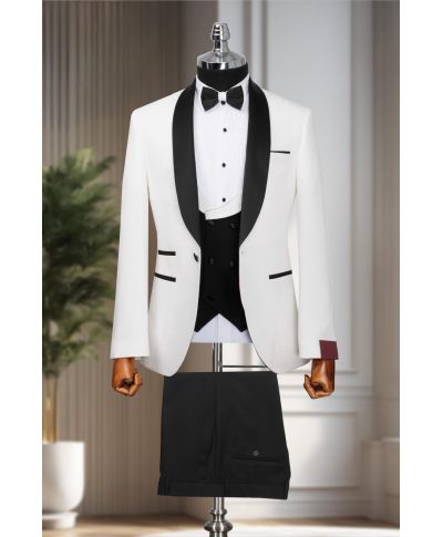 Smoking uomo rever nero, giacca bianca - San Jose - Smoking sposo - Gogolfun.it