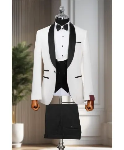 Smoking uomo rever nero, giacca bianca - San Jose - Smoking sposo - Gogolfun.it