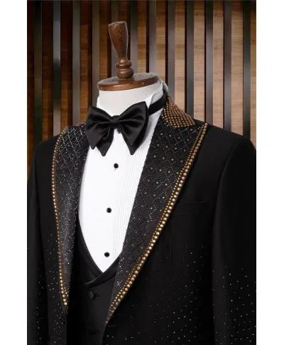 Smoking Uomo Particolare con Strass oro – New york - Diciottesimo e Serate di Gala
