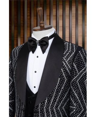 Smoking Nero e argento Brillantinato Uomo – LaS Vegas