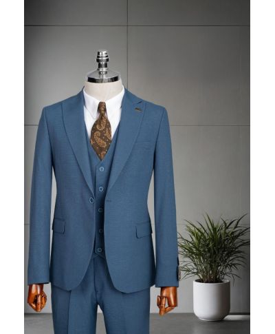 Abito uomo petrolio, Gilet monopetto - San Diego