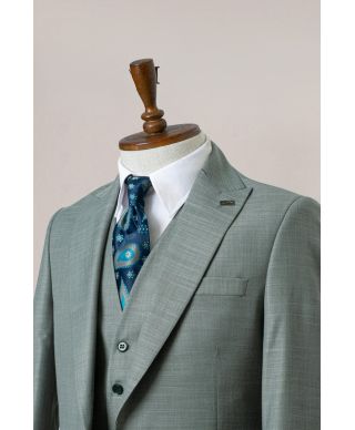 Abito uomo verde salvia, Gilet monopetto - Monza