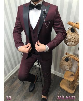 Smoking uomo bordeaux - Vista