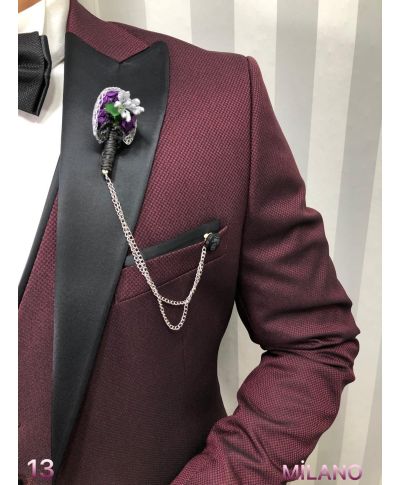 Smoking uomo bordeaux - Vista