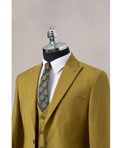 Abito uomo con gilet, senape - Modello Legnano