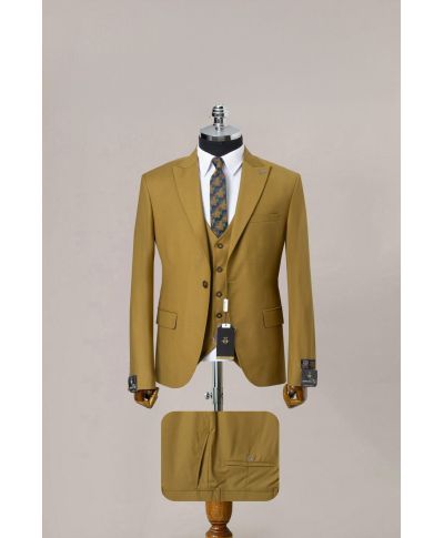 Abito uomo con gilet, senape - Modello Legnano