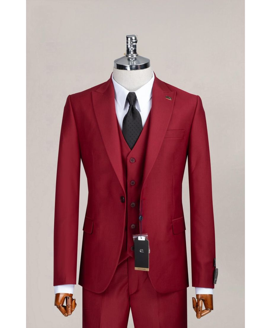 Vestito uomo con gilet, colore rosso - Modello Ravenna - Abiti uomo da cerimonia - Gogolfun.it