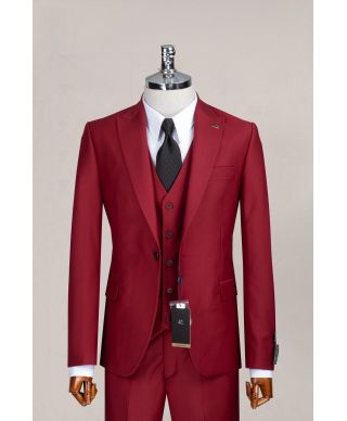 Vestito uomo con gilet, colore rosso - Modello Ravenna - Abiti uomo da cerimonia - Gogolfun.it