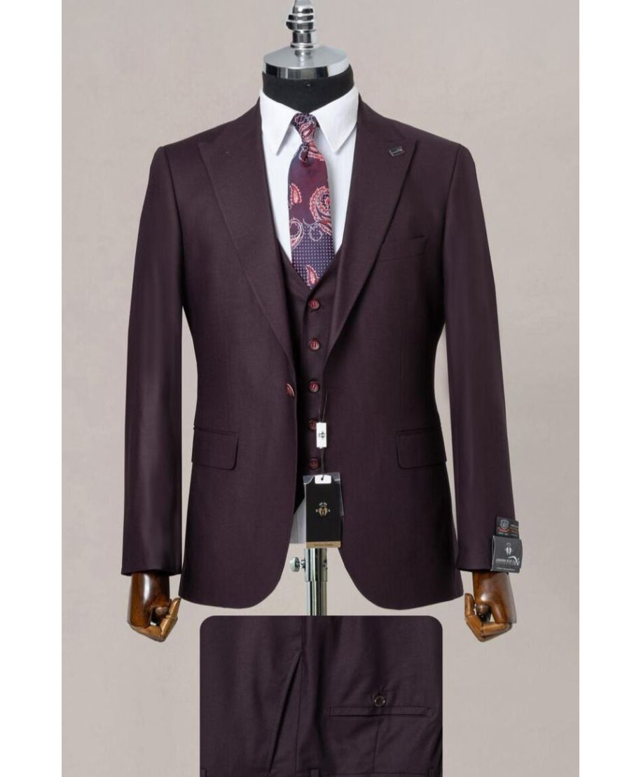 Abito da Uomo con Gilet Color Prugna - Modena - Abiti uomo eleganti, particolari - Gogolfun.it