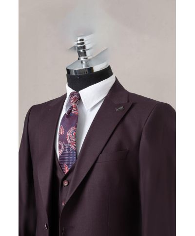 Abito da Uomo con Gilet Color Prugna - Modena - Abiti uomo eleganti, particolari - Gogolfun.it