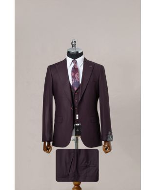 Abito da Uomo con Gilet Color Prugna - Modena