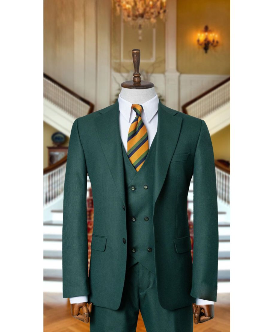 Abito Uomo verde con Gilet doppiopetto - Padania - Abiti da cerimonia uomo online - Gogolfun.it