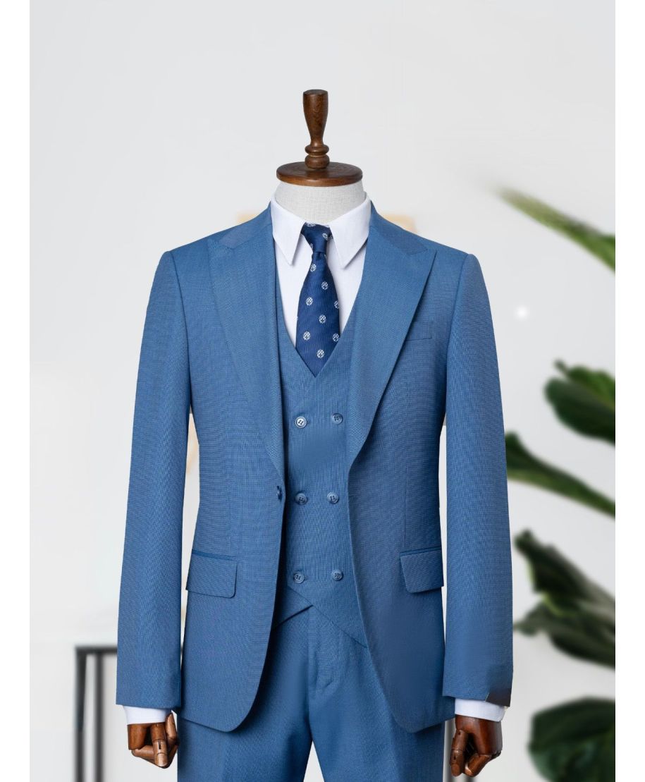 Abito uomo azzurro gilet, doppiopetto, Seattle - Abiti uomo online - Gogolfun.it