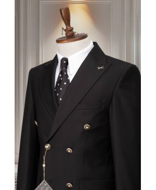 Abito uomo doppiopetto, nero Filippo - Bottoni metallici