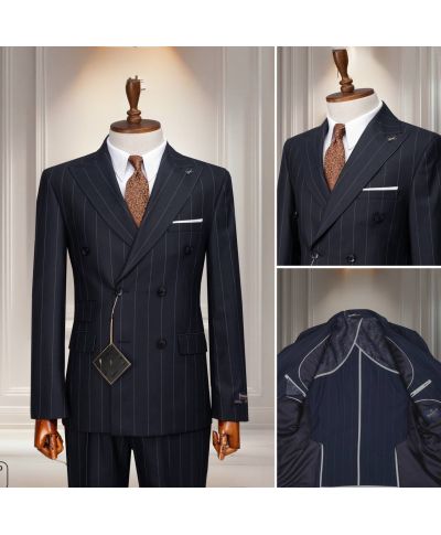 Abito Gessato blu doppiopetto, Santafe - Limited edition - Gogolfun.it