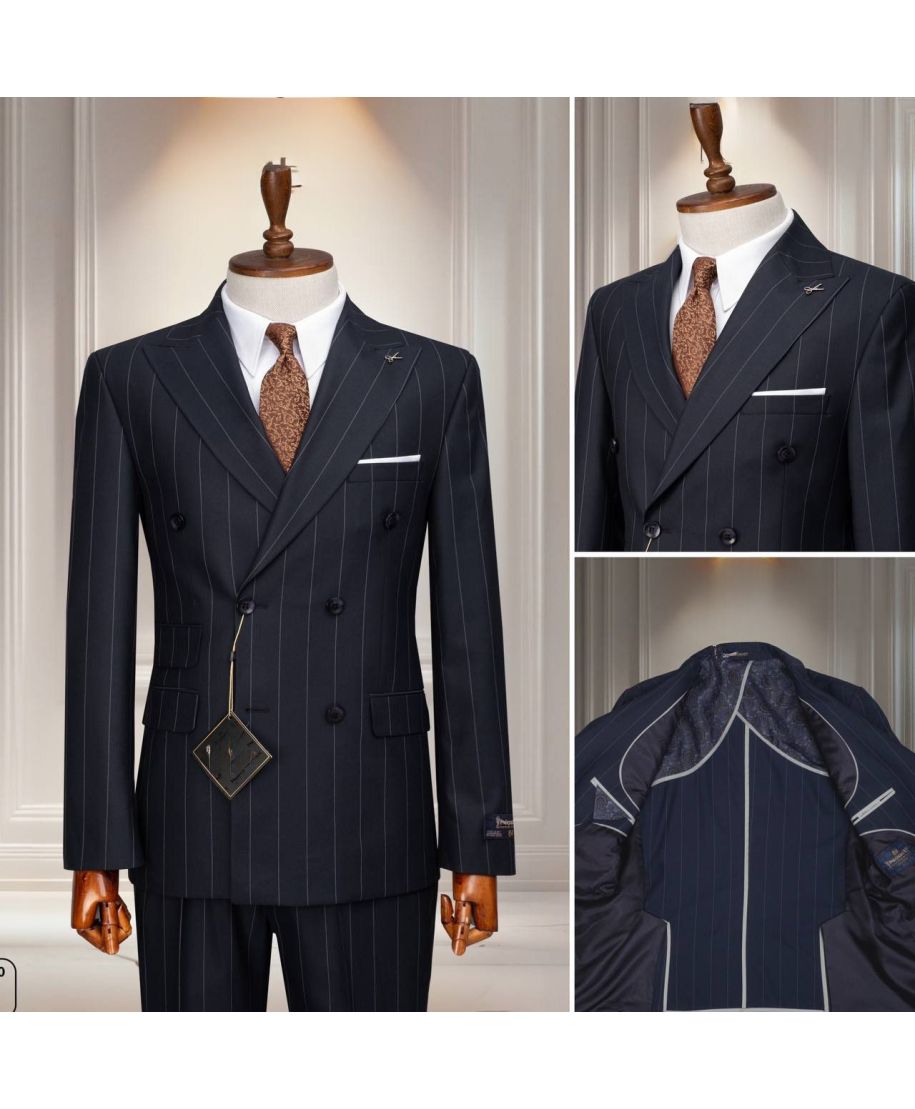 Abito Gessato blu doppiopetto, Santafe - Limited edition - Gogolfun.it